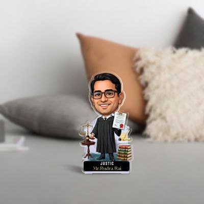 Personalized Lawyer & Judge Bobblehead Caricature Custom Acrylic Desktop Décor for Judge & Law Graduates  Unique Office Gift for Legal Professionals Battery Powered Moving Head